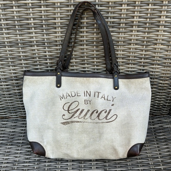 Auth Gucci Canvas & Leather Tote - Picture 1 of 17